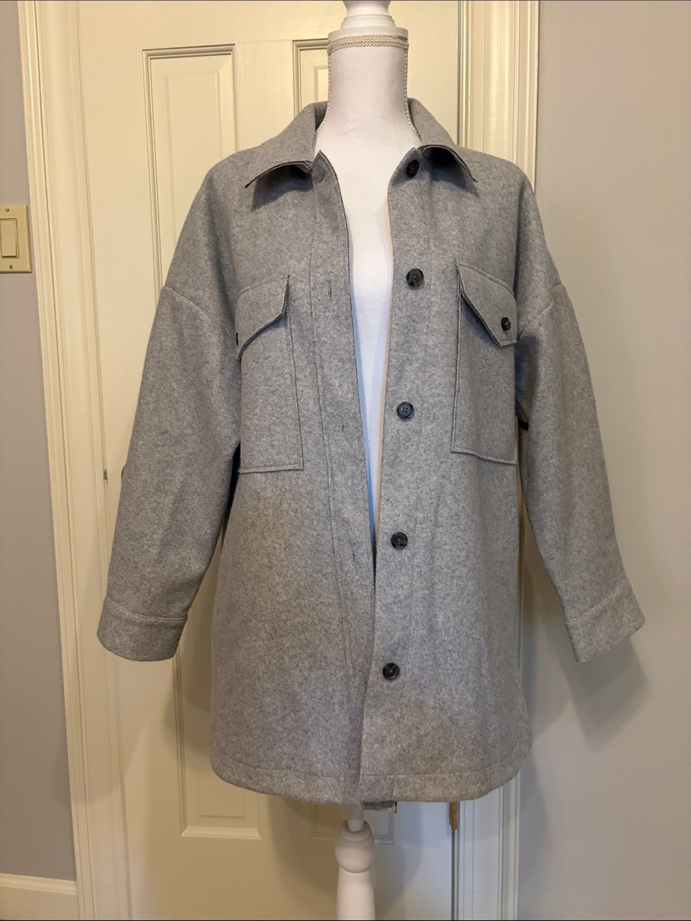 Classic Gray Marled Shirt Jacket